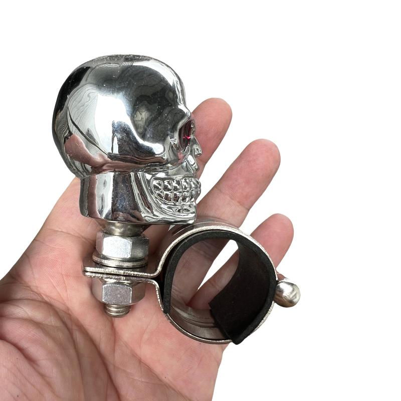 Universal Metal Bearing Power Handle Skull Head Turning Steering Wheel Booster 360° Rotation Spinner