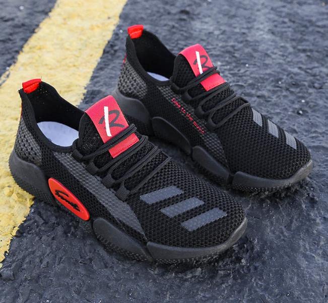 Emptio Air Fitness Mesh Sports Sneakers for Perfect for Stylish Hiking Black Heel-Mounted Men, Breathable, Slip-On, Customizable, Running, Walking,