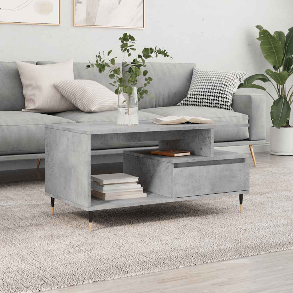 Coffee Table Concrete Grey 90x49x45 cm Wood Based Panel