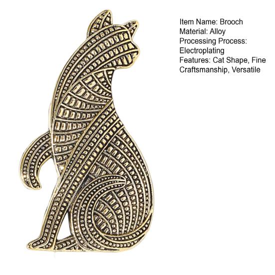 Brooch Pin Cat Shape Retro Style Distressed Badge Wear-Resistant Rust-Proof Suit Lapel Badge Clothing Decoration