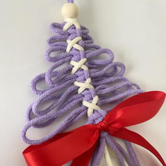 Hand-Woven Christmas Tree Ornaments Rustic Xmas Tree Shaped Handicrafts with Golden Cow Bell And Red Bow for Winter New Year Party Decorations