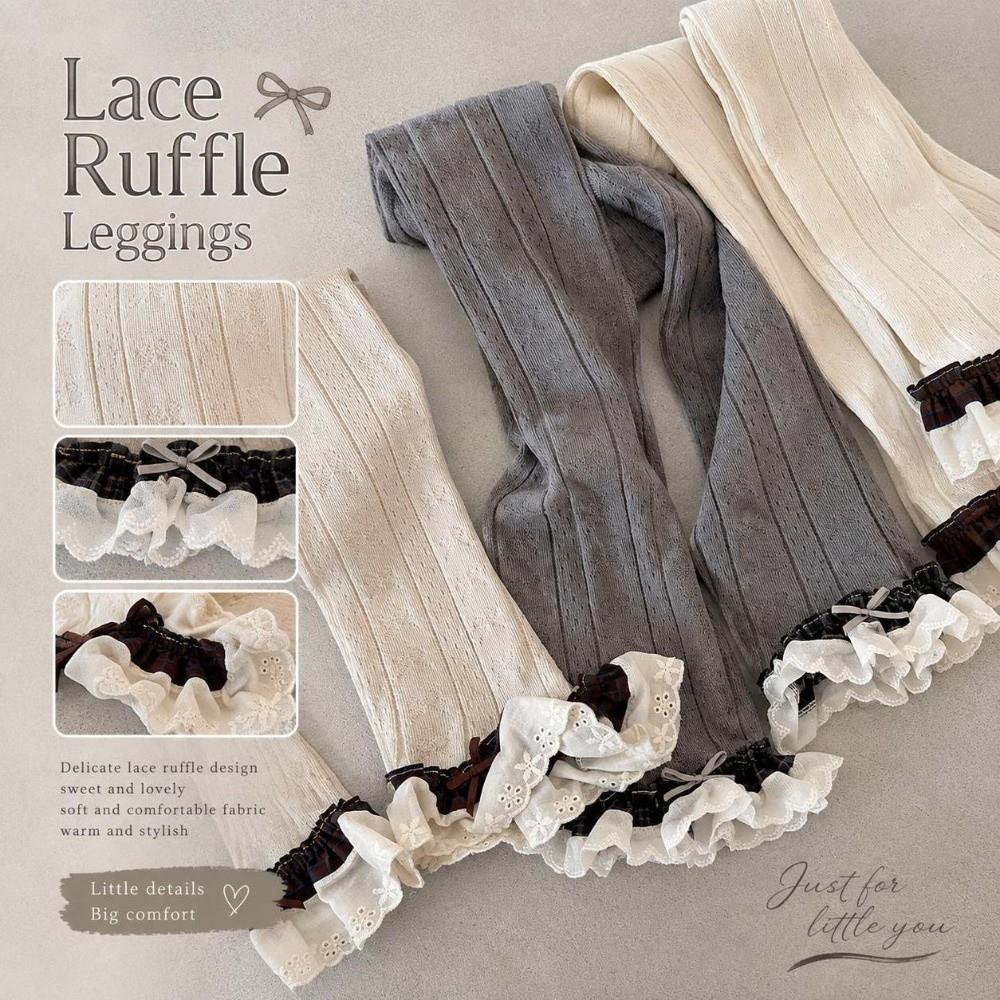 Cotton Girls Lace Leggings Ruffled Children Ankle-length Pants Toddler Ruffle Tights 1-6 Years Old