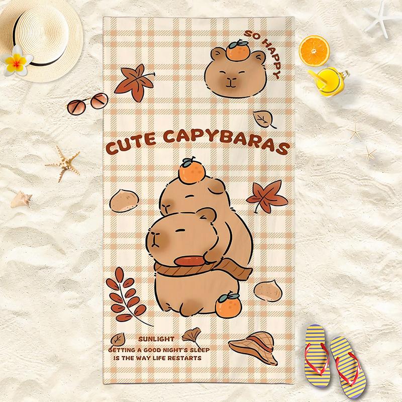 

New Capibara Beach Towel Cute Capybara Soft Beach Towel Microfiber Cartoon Printed Towel Comfortable Soft Beach Towel W40*H60(CM)