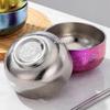 1Pcs Pure Titanium Double-Layer Bowl,Outdoors Heat-Resistant Home Rice Bowl Food Tableware,11.5 cm Insulated Plate Kitchenware