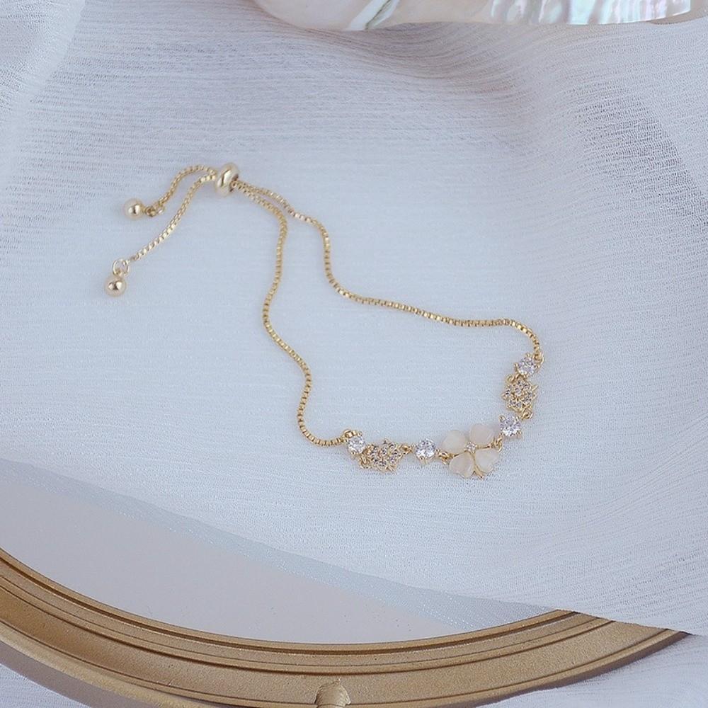 Delicate Adjustable Bracelet Gold Color Lucky Bracelet Four-leaf Clover Bracelet  Jewelry Gift