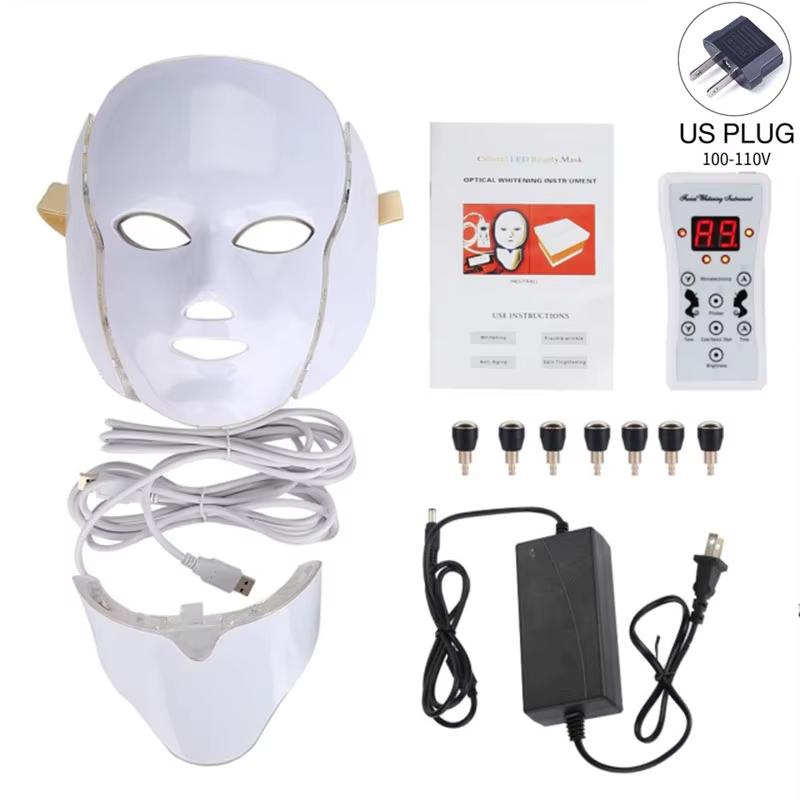 

7 Colors LED Face Neck Mask - Photon Light Therapy, Skin Rejuvenation Home Use US Plug
