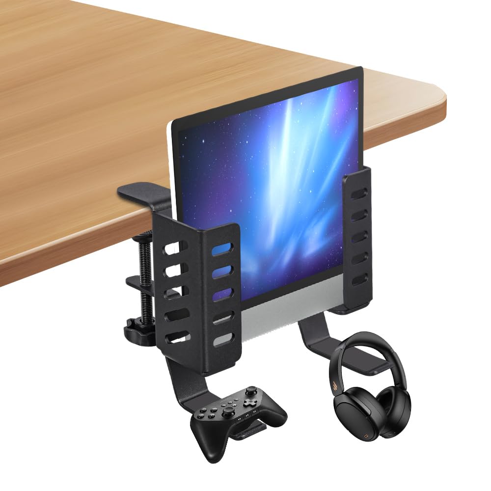 

Adjustable Width Laptop Vertical Laptop Desk Side Storage Compatible with Tabletop Laptop Heat with Hooks Stand, Stand, Rack, MacBooks, Storage, чёрный