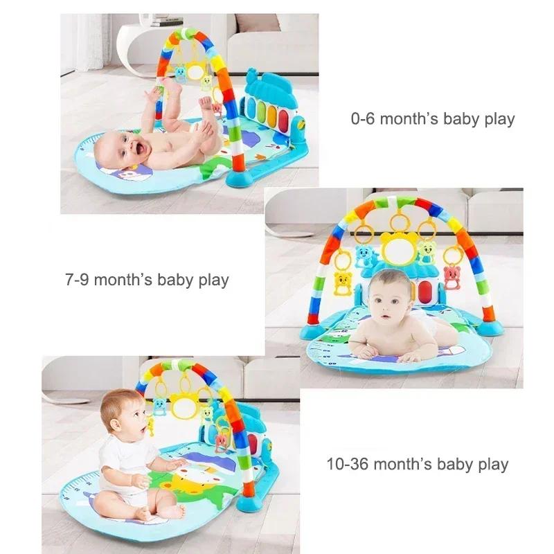 Babyaktivitet Treningsstativ tidlig utdanning 0-36 måneder Lekegaver Musikalsk Nyfødt Piano Keyboard Krypeteppe Pedal Lekematte