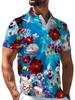 Unisex Lightweight Polo Shirt - Summer Beach Polo, Floral Pattern - Men'S And Women'S Button- Cardigan - Casual Golf, Travel, Everyday Wear -