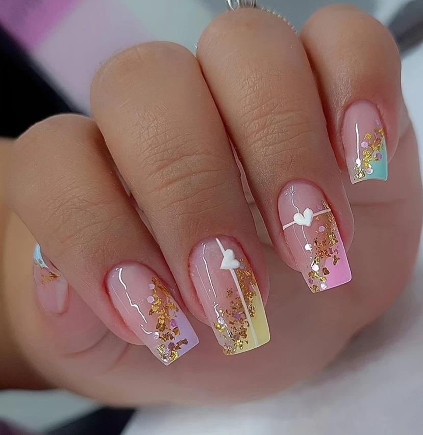 Collection Small Fresh Nail Art Simple Sweet Flower French Coconut Tree Nail Art New Year S Style yellow jelly glue + rubbing strips
