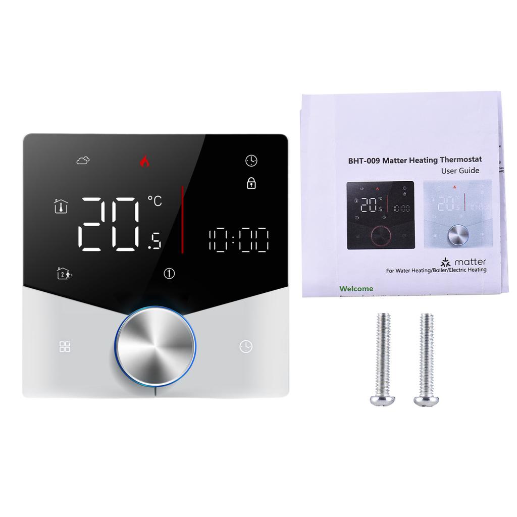 Wireless Matter Thermostat for House Water Heating with APP and Voice Assistant Control Colorful LED Digital Touch Screen