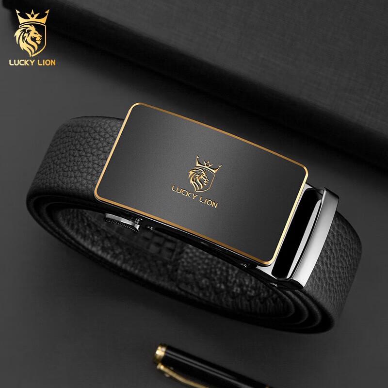 LUCKY LION Men's First-Layer Cowhide Automatic Buckle Belt