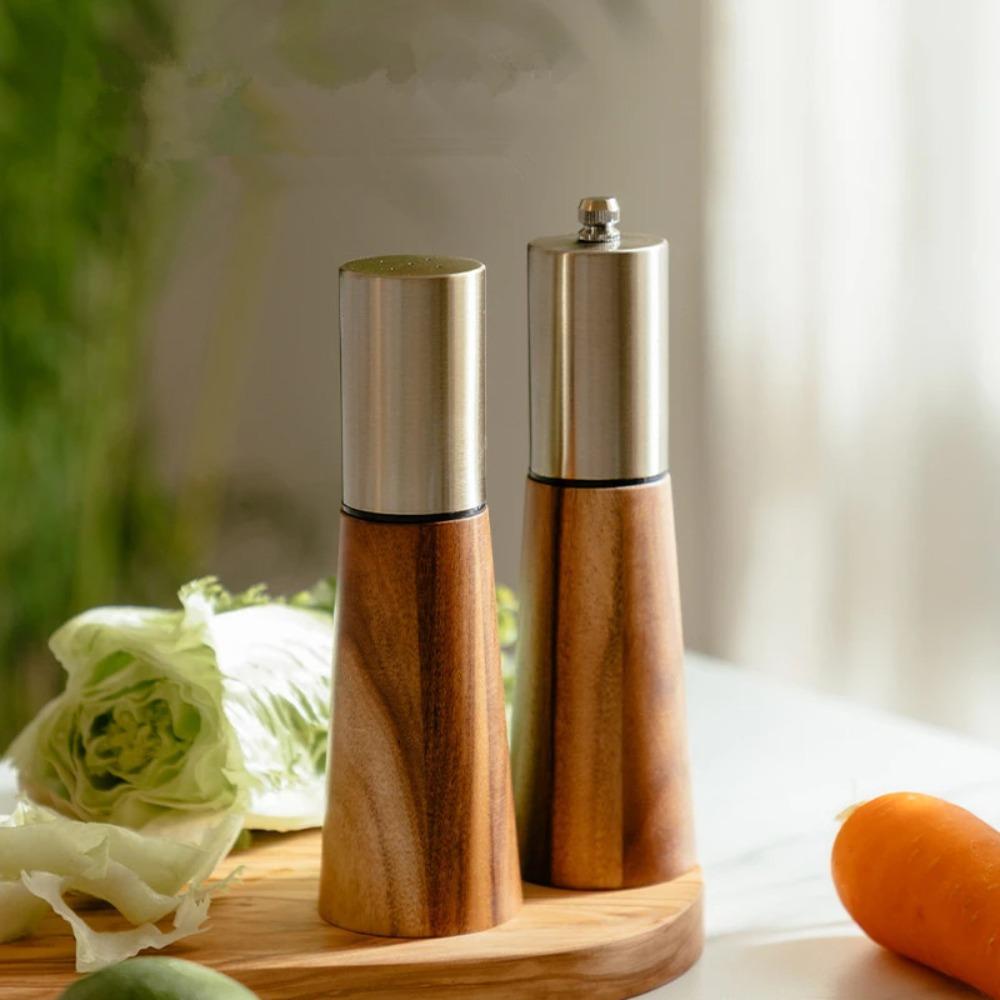 Unbreakable Wood Pepper Mill Ceramic Grinding Core Seasoning Jar Peppercorns Grinder Bottle  Spices