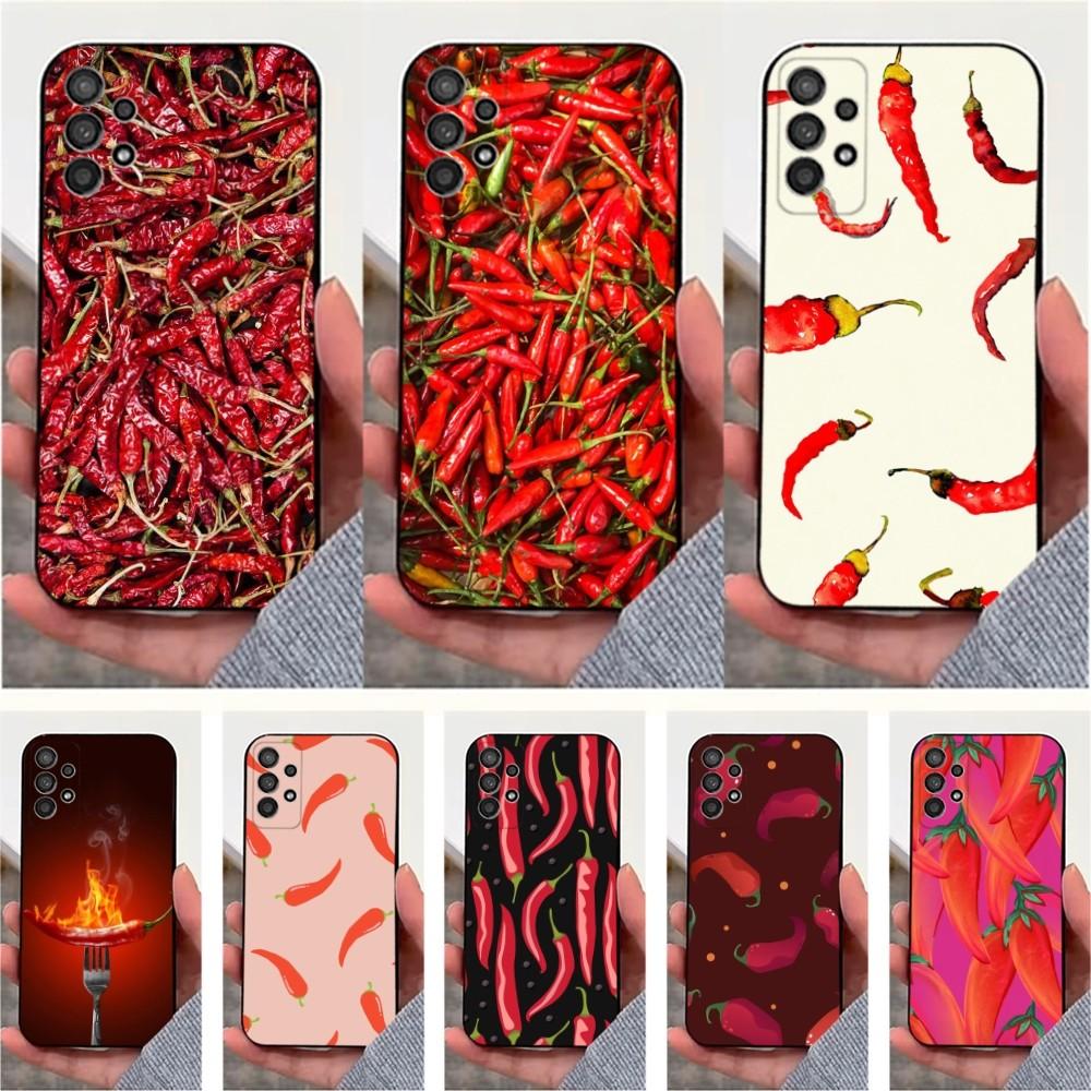 Spicy Chili Pepper Phone Case For Samsung S25,S24,S23,S22,S20,S21,S10,Ultra,Plus,Lite,FE,Soft Silicone Black Cover
