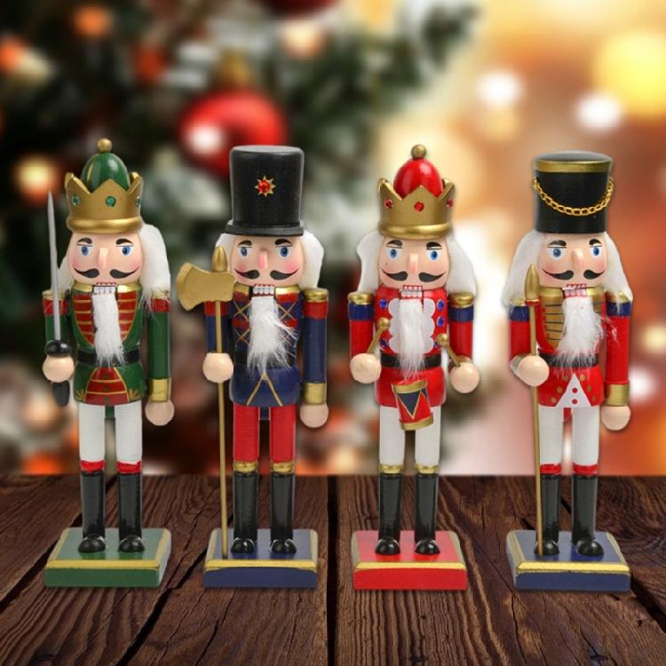 Collectible 25cm Wood Nutcrackers Figurine Handmade Tabletop Decoration Stylish Desktop Statue Ornament for Party Use