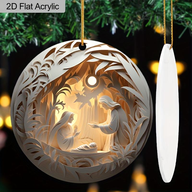 2D Flat "Nativity Scene" Round Acrylic Decoration Sign, Christmas Gift, Suitable for Wall Decoration, Porch, Room, Villa, Accents Home, Hallway, or Wo