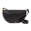 Burberry Black Smooth Leather Saddle Shoulder Bag With Gold Logo Print For Daily Use