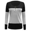 Women's Gradient Color T-shirt Round Neck Pullover Button Long Sleeve Fashion Slim Top