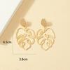 Charm Hollow Leaf Drop Dangle Earrings for Women Temperament Gold Color Stainless Steel Winter Stud Earring Jewelry Accessories
