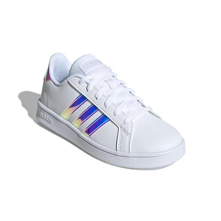 adidas Neo GRAND COURT K Leather Breathable Low Top Skateboard Shoes White Blue Kids' FW1274
