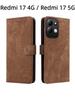 For Redmi 17 4G / Redmi 17 5G Flip Case RFID tection Dual-Layer Card Slot Soft Silicone External Leather Stand Holder Flip Cover