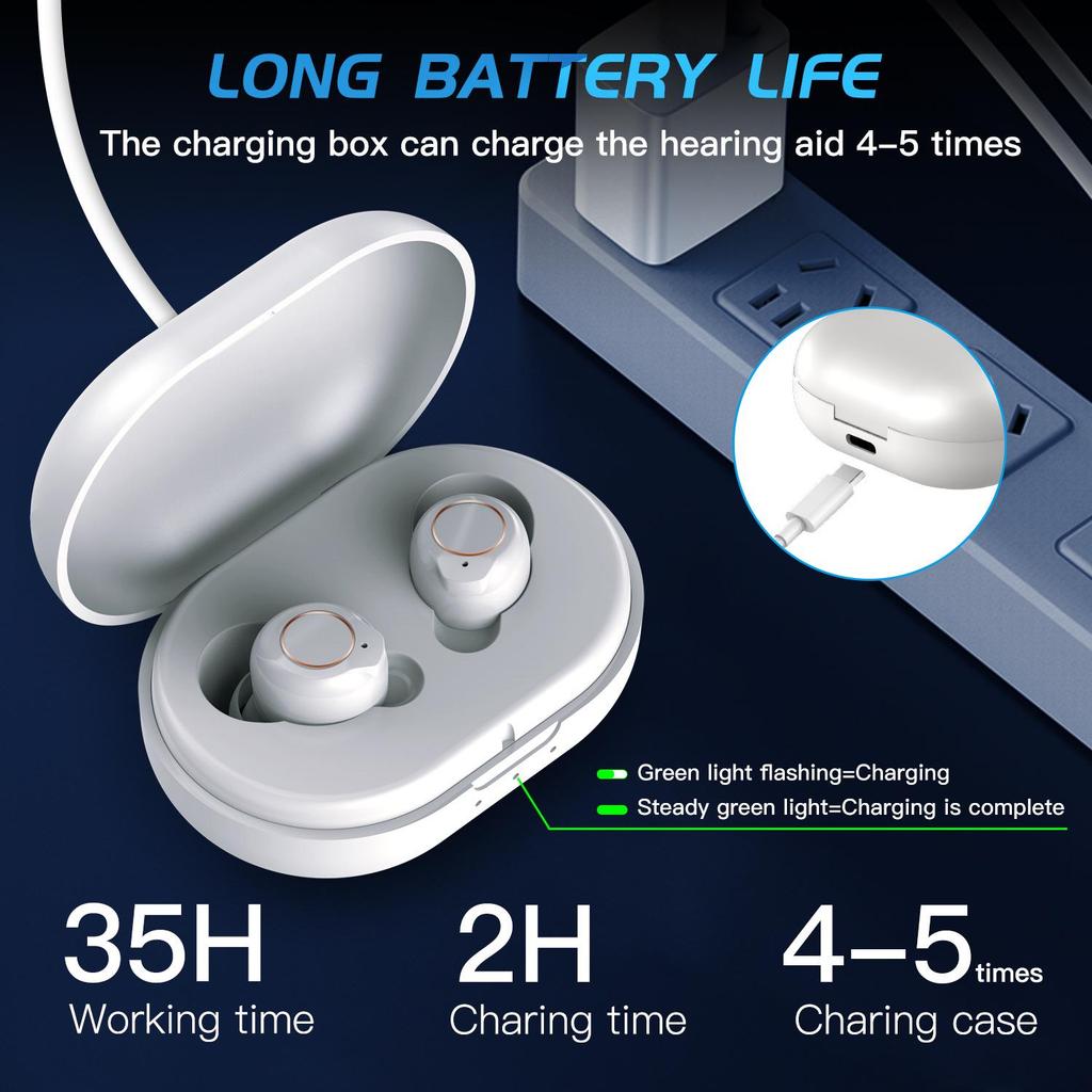 Cross-Border CIC In-Ear Hearing Aid with Magnetic Charging, Sound Amplifier, and Fingerprint Touch for the Elderly
