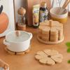 Four-Leaf Resistant Table Mat with Wood Base - Suitable for Pans, Bowls & Plates, Anti-Scald Coaster for Dining Table Protection