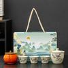 Beige Ru Kiln Jubao Gai Bowl Xi Persimmon Cute Cat Hand Painted Tea Ceramic Kung Fu Tea Set Household Single Tea Bowl