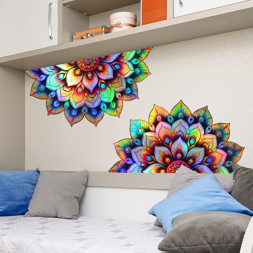 Neon Mandala Creative Wall Sticker Bathroom Living Room Background Decoration Wallpaper Self Adhesive Home Decals
