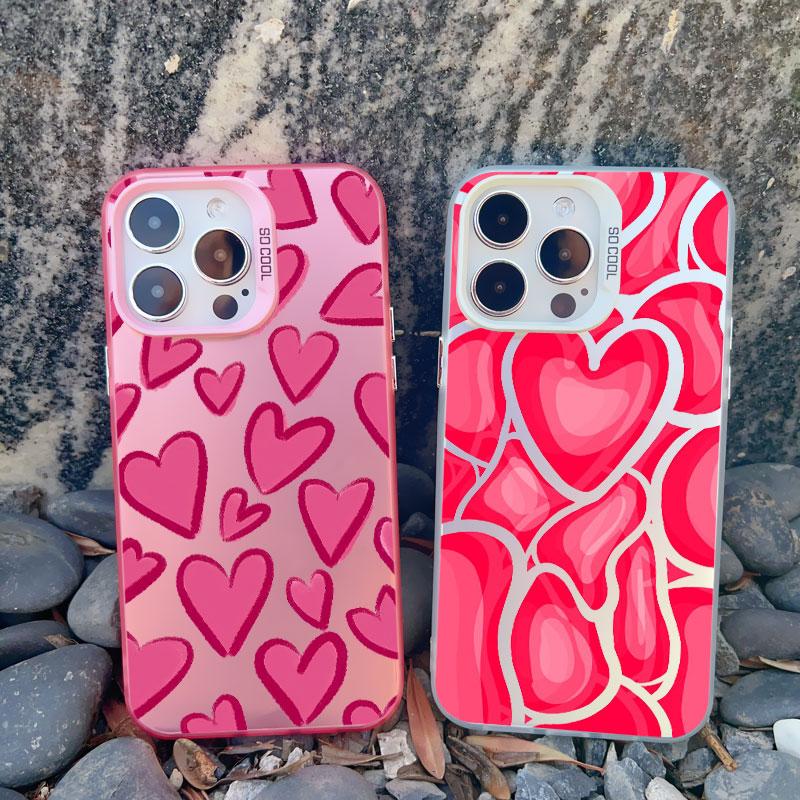 Cute Love Heart IMD Protective Phone Cases for Iphone 16 14 Pro Max Plus 15 11 12 13 Pro Max 13 Mini Plus Shockproof Laser Cover