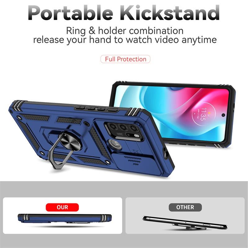 Coque Pour Motorola G60S Coque Coulissante pour Appareil Photo Antichoc Armure Pour Moto G60S G60 S MotoG60S Anneau Support Magnétique Housse de Protection