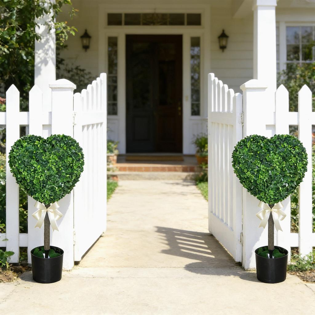 Artificial Heart Shaped Topiary Plant with Lifelike Leaves Faux Decorative Potted Tree for Indoor Office Home Decor Display