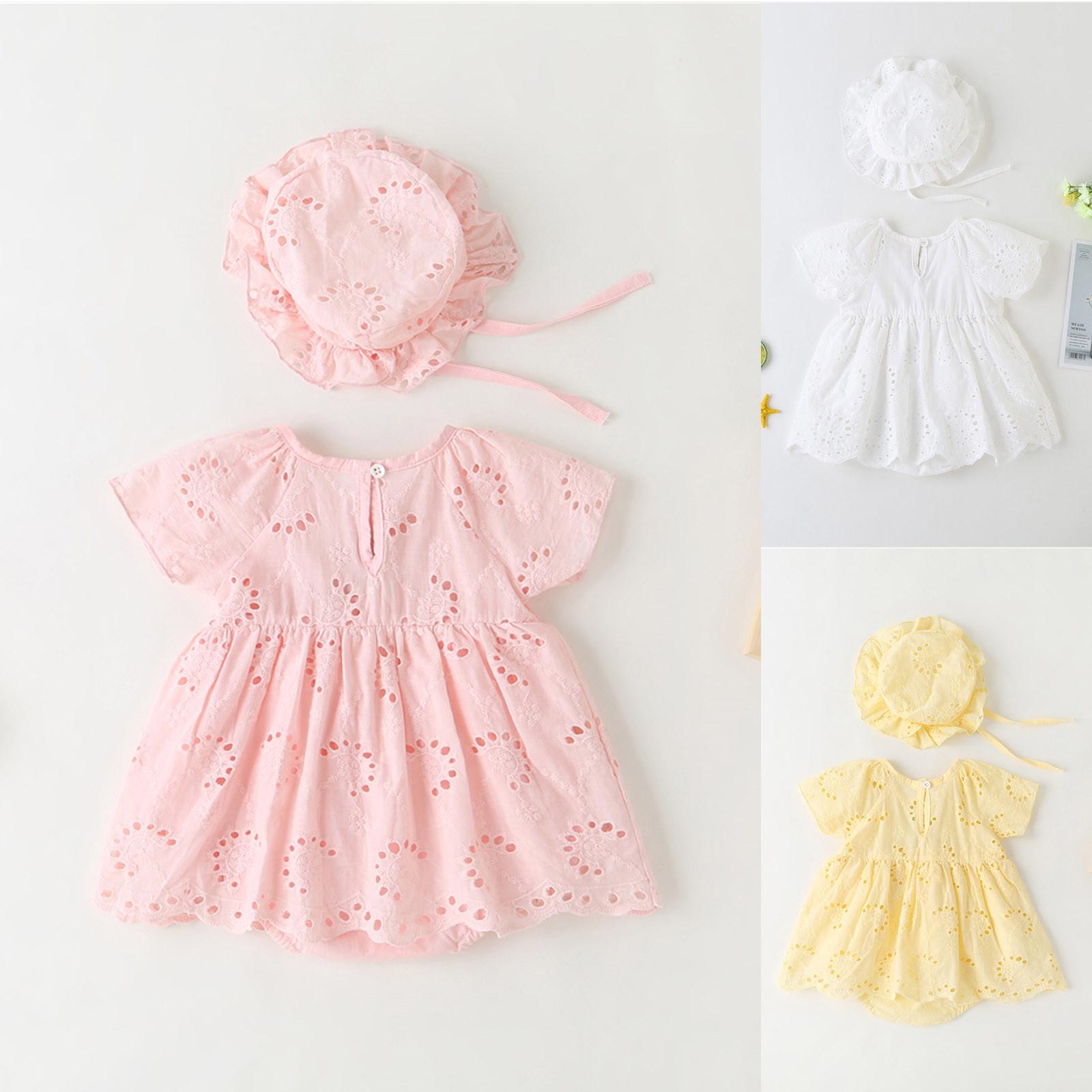 

Newborn Baby Girl Summer Outfits Bodysuit Skirt Hat Dress Romper Jumpsuit