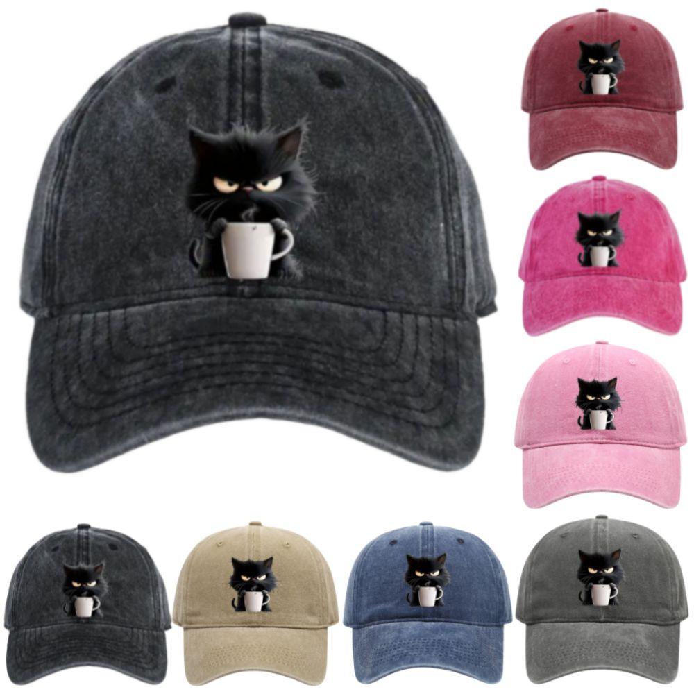 Coole Katze Wilde Trucker-Kappe Verstellbare Entenschnabelkappe Modische Katzen-Baseballkappe Unisex-Stile