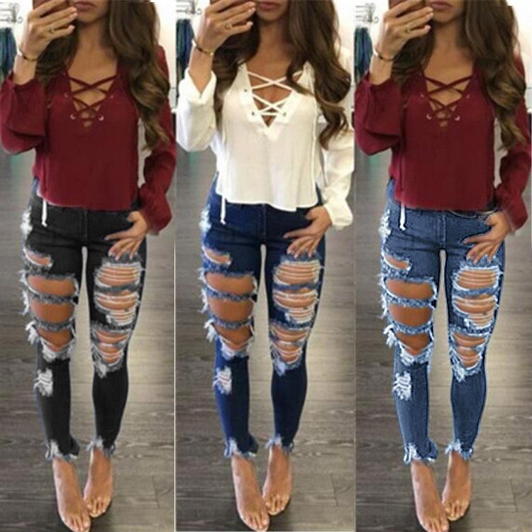 

Ripped Skinny Women s Jeans - Fashionable Women s Clothing XL