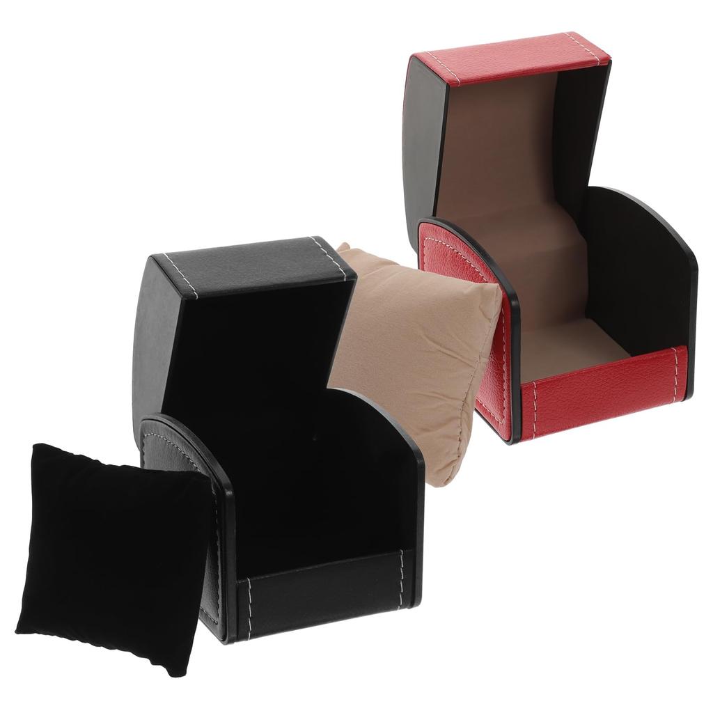 POPETPOP Watch Case Set of 8 Black 4 PU Leather Watch Cases for Mechanical Watches (4 + Red) Men's