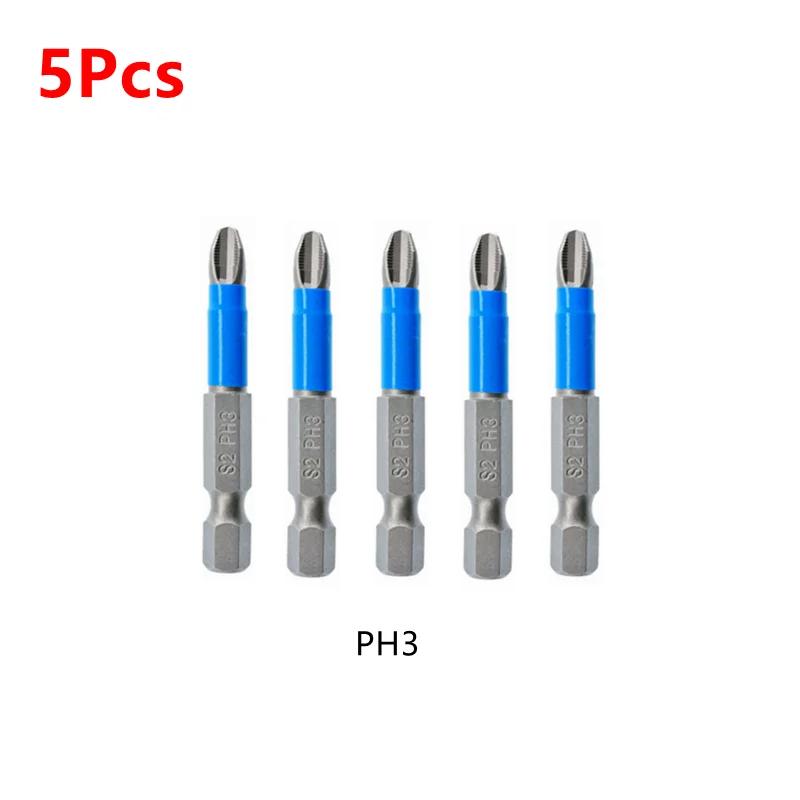 PH1 PH2 PH3 PZ1 PZ2 PZ3 50mm Magnetic Batch Head S2 Hexagonal Handle Anti Slip Drill Screw Electric Screwdriver Set Bits
