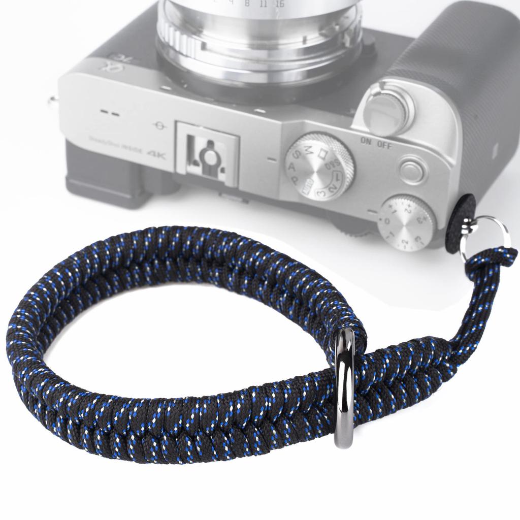 Camera Wrist Strap Paracord Camera Hand Strap Wrist Lanyard for DSLR or Mirrorless MID [Qiang Ni] - High-End Cameras, Black, (Blue)