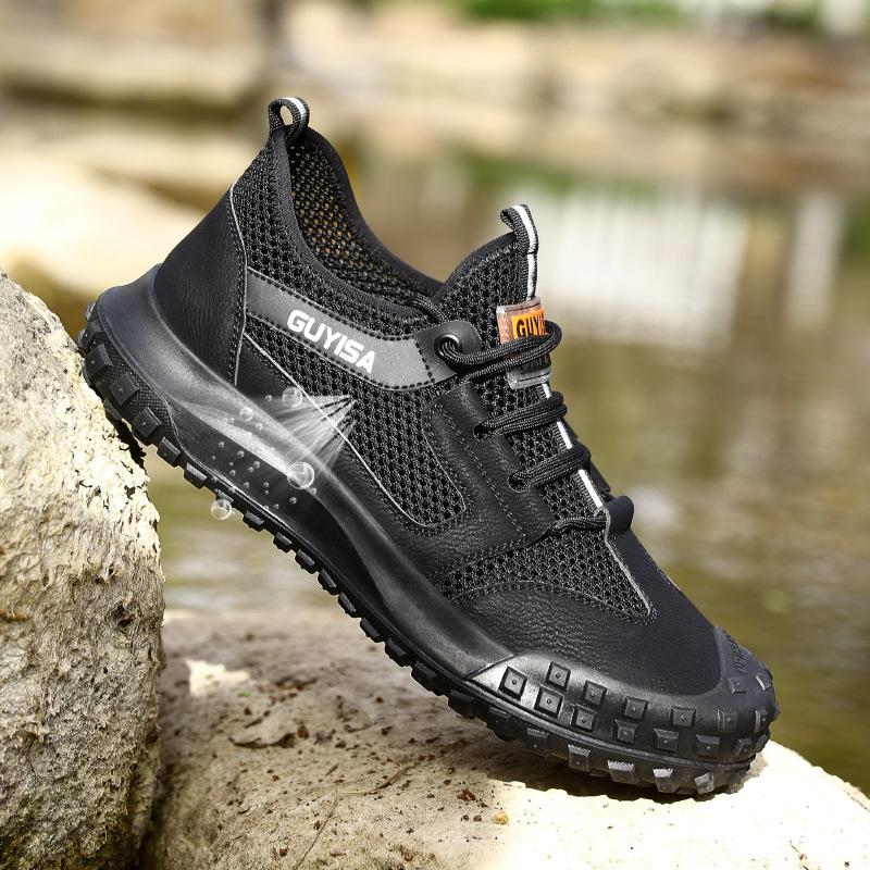 mens fashion breathable steel toe cap working shoes summer worker safety sneakers designer security boots protect footwear