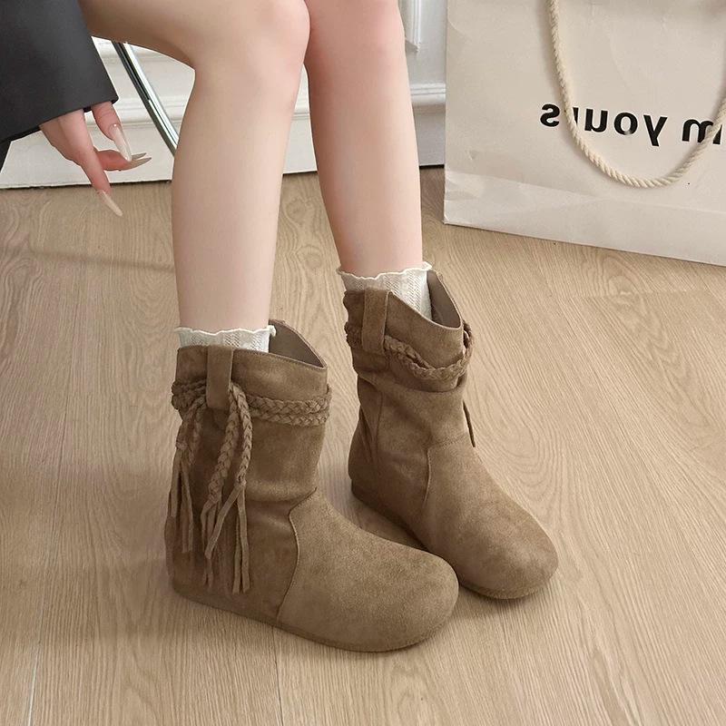 Retro fashion boots fashionable simple versatile autumn and winter new piled commuter boots short boots trendy Martin boots women