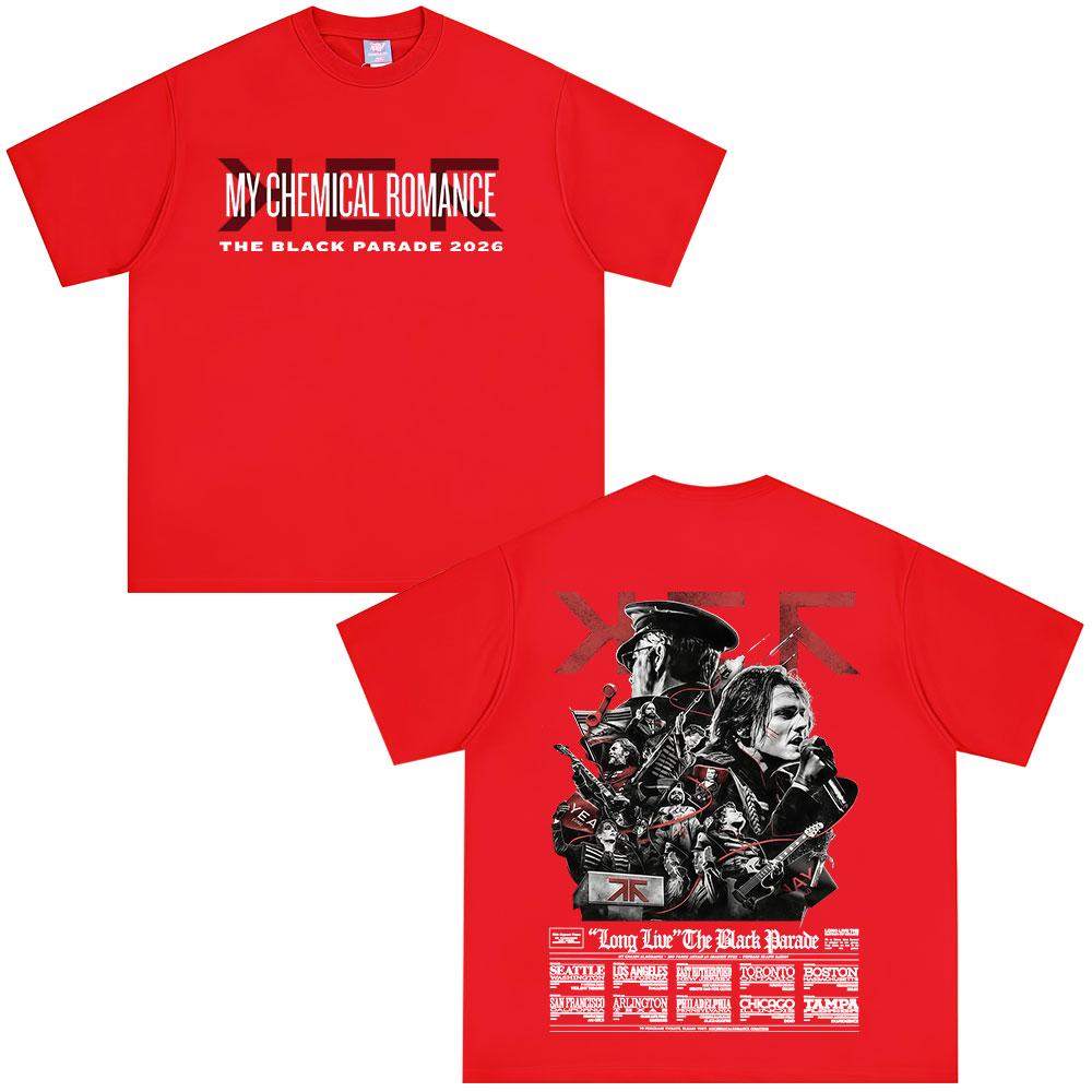 Rock Band My Chemical RoUnisexce Tshirt The Black Parade 2026 Tour Tshirts Unisexs Clothing Vintage Gothic Punk Oversized T Shirt S
