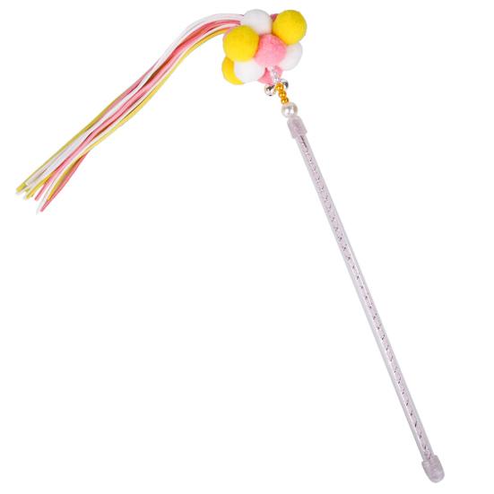 Haustier Katzen Kätzchen Pompom Plüschball Glocke Quaste Teaser Zauberstab Stock Spiel Biss Spielzeug