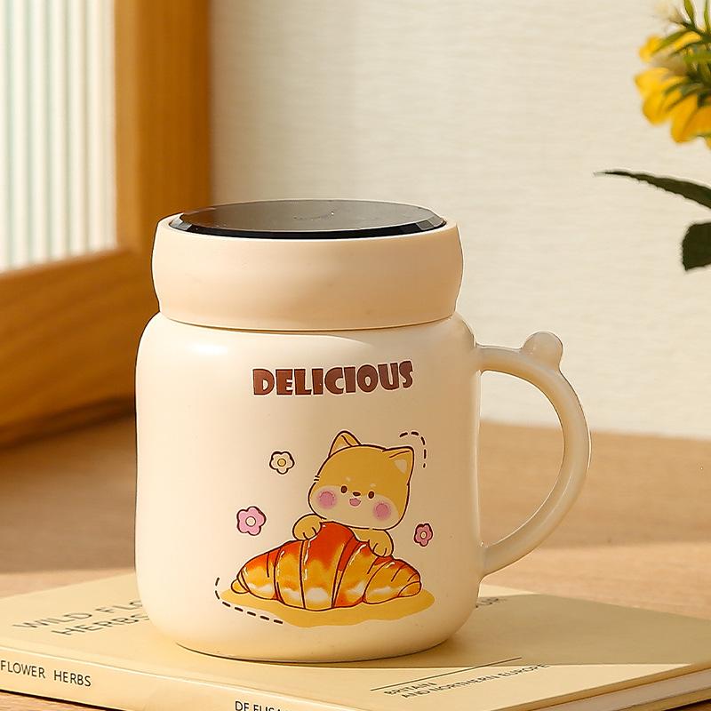 Högkvalitativ Värmeisolering Keramisk Mugg Spegelmugg Hem Kontor Vattenmugg Evenemangsgåva Mugg med Lock Souvenir