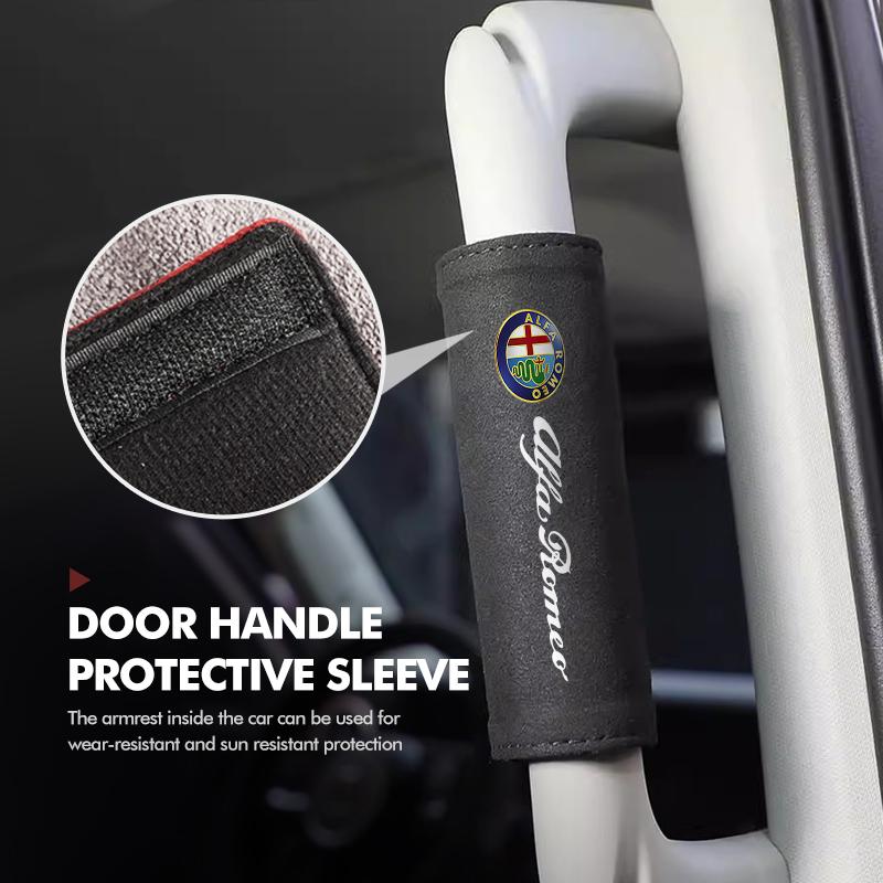 Car Styling Roof Handle Cover Door Handrail Suede Protector Cover For Alfa Romeo Giulietta 940 2010-2014 2015 2016 2017