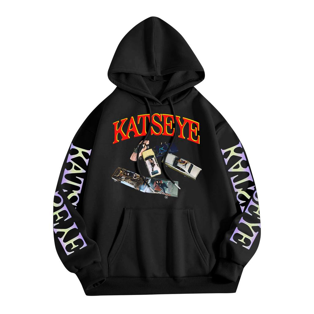 Unisex Módní Lehký Pulovr s Dlouhým Rukávem s Kapsami Tištěná Mikina s Kapucí