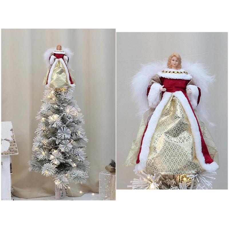 Weihnachtsbaum Dekoration Zubehör Plüsch Flügel Engelbäume Spitze Stilvolles Feiertagsaccessoire Festliche Ornament Dekorationen