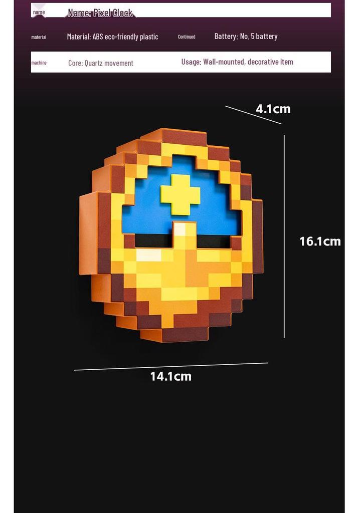 Minecraft Pixel Technology Clock – Game-Themed Room Decoration & Birthday Souvenir