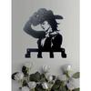 Vintage Style Cowgirl Hat Wall Mount Rustic Black Iron Key and Coat Rack