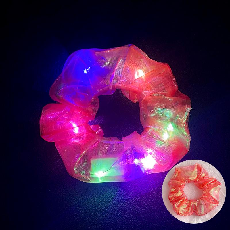 LED Işıklı Parlak Saten Noel Saç Tokası - Amerikan ve Avrupa Stilleri için Kalın Bağırsak Scrunchie Saç Aksesuarı