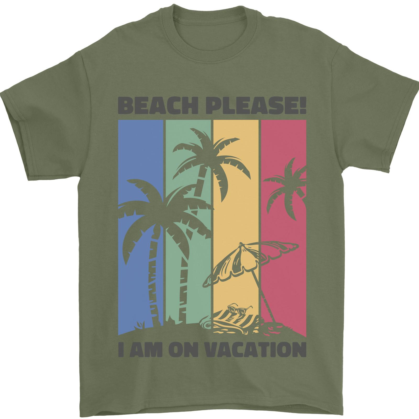 Beach Please Im on Vacation Funny Mens T-Shirt 100% Cotton XL